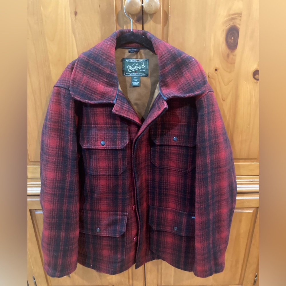 Woolrich 503 Mackinaw Red Plaid Wool Hunting Jacket size Medium EUC